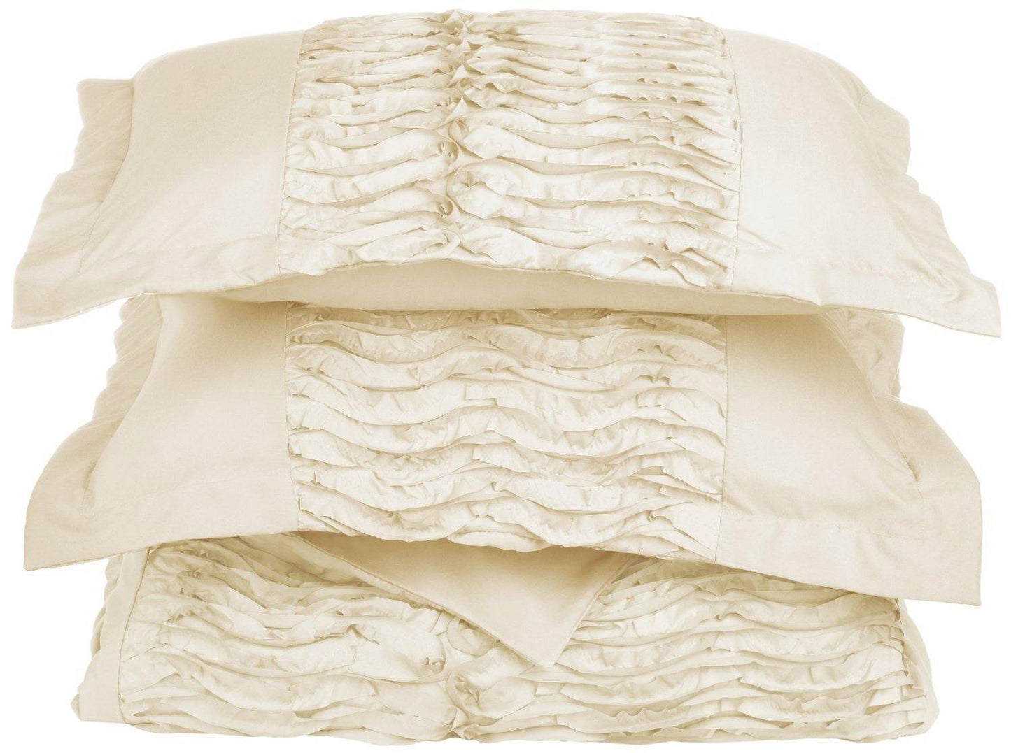 Neola Vintage Ruffled 3-Piece Duvet Cover and Pillow Sham Set FredCo