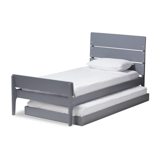 Nereida Modern Classic Mission Style Grey-Finished Wood Twin Platform Bed FredCo