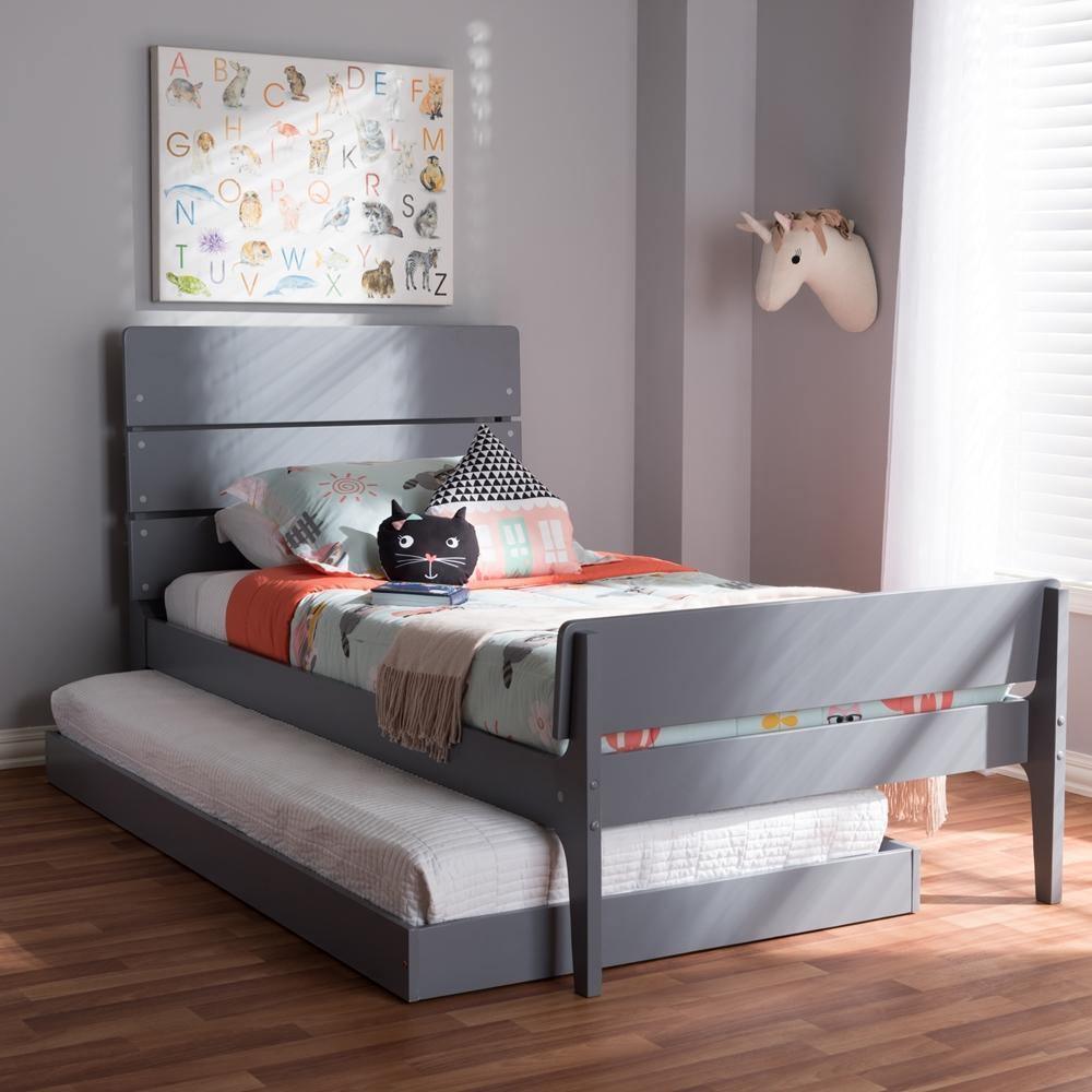 Nereida Modern Classic Mission Style Grey-Finished Wood Twin Platform Bed FredCo