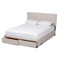 Netti Beige Fabric Upholstered 2-Drawer Queen Size Platform Storage Bed FredCo