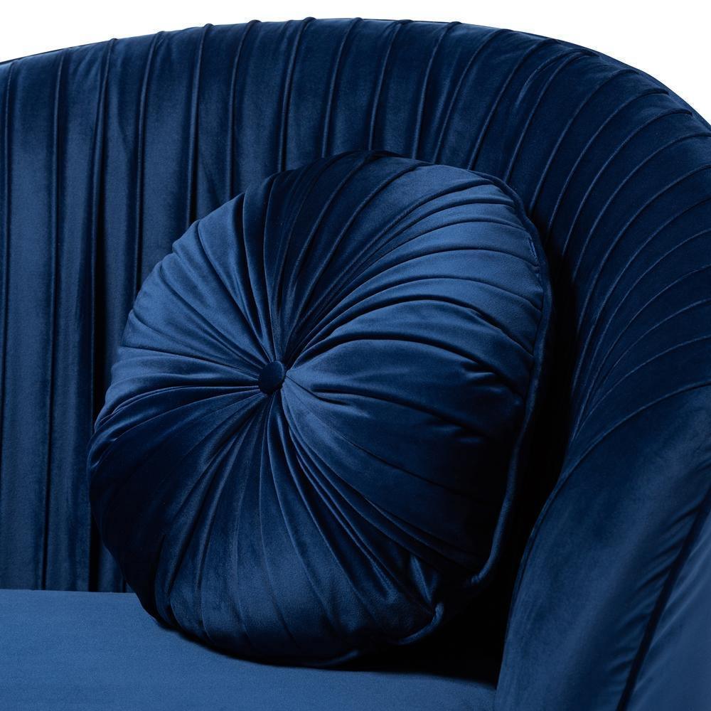 Nevena Glam Royal Blue Velvet Fabric Upholstered Gold-Finished Sofa FredCo