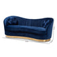 Nevena Glam Royal Blue Velvet Fabric Upholstered Gold-Finished Sofa FredCo