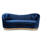 Nevena Glam Royal Blue Velvet Fabric Upholstered Gold-Finished Sofa FredCo