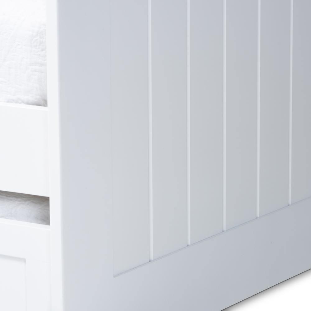 Neves Cottage Farmhouse White Finished Wood Twin Size Daybed with Trundle FredCo