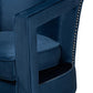 Neville Modern Luxe and Glam Navy Blue Velvet Fabric Upholstered and Gold Finished Metal Armchair FredCo