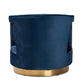 Neville Modern Luxe and Glam Navy Blue Velvet Fabric Upholstered and Gold Finished Metal Armchair FredCo