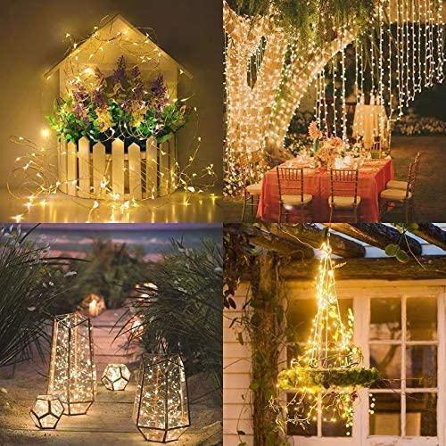 New 2 PACK 200 LED 66 FT Solar Copper Wire String Lights, 8 Modes Waterproof Fairy String Lights for Indoor Outdoor FredCo