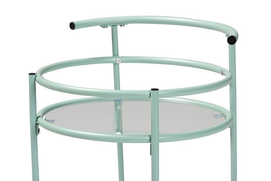 Newell Mid-Century Modern Mint Green Finished Metal 2-Tier Kitchen Cart FredCo