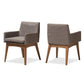 Nexus Mid-Century Modern Walnut Wood Finishing and Gravel Fabric Upholstered Arm Chair (Set of 2) FredCo