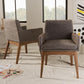 Nexus Mid-Century Modern Walnut Wood Finishing and Gravel Fabric Upholstered Arm Chair (Set of 2) FredCo