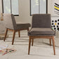 Nexus Mid-Century Modern Walnut Wood Finishing and Gravel Fabric Upholstered Dining Side Chair (Set of 2) FredCo