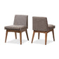 Nexus Mid-Century Modern Walnut Wood Finishing and Gravel Fabric Upholstered Dining Side Chair (Set of 2) FredCo