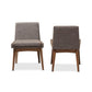 Nexus Mid-Century Modern Walnut Wood Finishing and Gravel Fabric Upholstered Dining Side Chair (Set of 2) FredCo