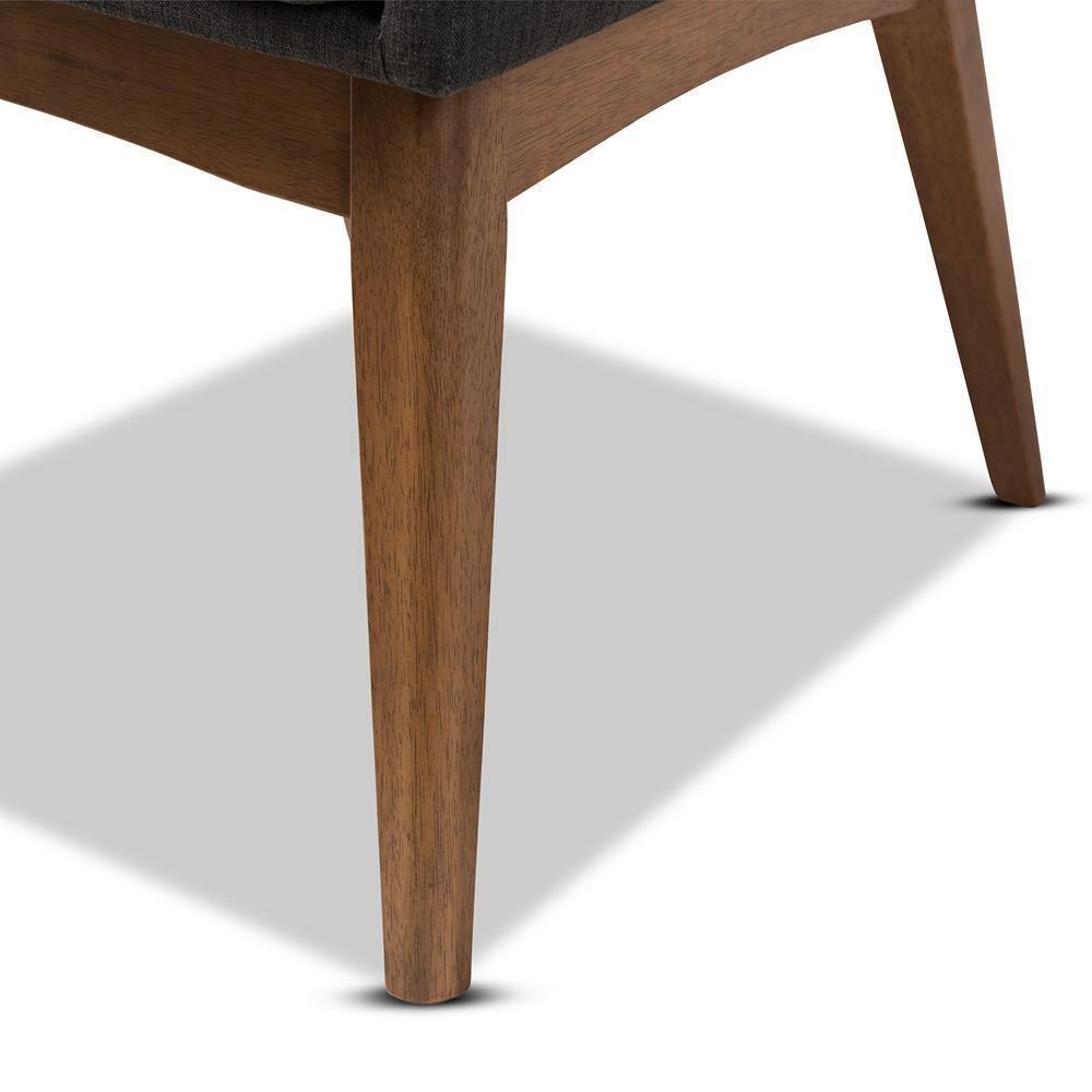 Nexus Mid-Century Modern Walnut Wood Finishing Dark Grey Fabric Dining Armchair FredCo