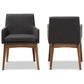Nexus Mid-Century Modern Walnut Wood Finishing Dark Grey Fabric Dining Armchair FredCo