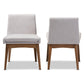 Nexus Mid-Century Modern Walnut Wood Finishing Greyish Beige Fabric Dining Side Chair FredCo