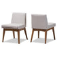 Nexus Mid-Century Modern Walnut Wood Finishing Greyish Beige Fabric Dining Side Chair FredCo