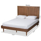 Nicola Mid-Century Modern Transitional Ash Walnut Finished Wood King Size Platform Bed FredCo