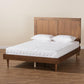 Nicola Mid-Century Modern Transitional Ash Walnut Finished Wood King Size Platform Bed FredCo