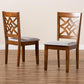 Nicolette Modern and Contemporary Grey Fabric Upholstered and Walnut Brown Finished Wood 2-Piece Dining Chair Set FredCo