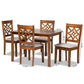 Nicolette Modern and Contemporary Grey Fabric Upholstered and Walnut Brown Finished Wood 5-Piece Dining Set FredCo