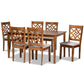 Nicolette Modern and Contemporary Grey Fabric Upholstered and Walnut Brown Finished Wood 7-Piece Dining Set FredCo