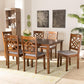 Nicolette Modern and Contemporary Grey Fabric Upholstered and Walnut Brown Finished Wood 7-Piece Dining Set FredCo