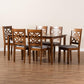 Nicolette Modern and Contemporary Grey Fabric Upholstered and Walnut Brown Finished Wood 7-Piece Dining Set FredCo