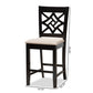 Nicolette Modern and Contemporary Sand Fabric Upholstered and Dark Brown Finished Wood 2-Piece Counter Stool Set FredCo