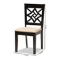 Nicolette Modern and Contemporary Sand Fabric Upholstered and Dark Brown Finished Wood 2-Piece Dining Chair Set FredCo