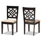 Nicolette Modern and Contemporary Sand Fabric Upholstered and Dark Brown Finished Wood 2-Piece Dining Chair Set FredCo