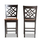 Nicolette Modern and Contemporary Two-Tone Dark Brown and Walnut Brown Finished Wood 2-Piece Counter Stool Set FredCo