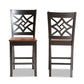 Nicolette Modern and Contemporary Two-Tone Dark Brown and Walnut Brown Finished Wood 2-Piece Counter Stool Set FredCo