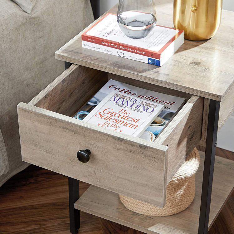 Nightstand Greige and Black FredCo