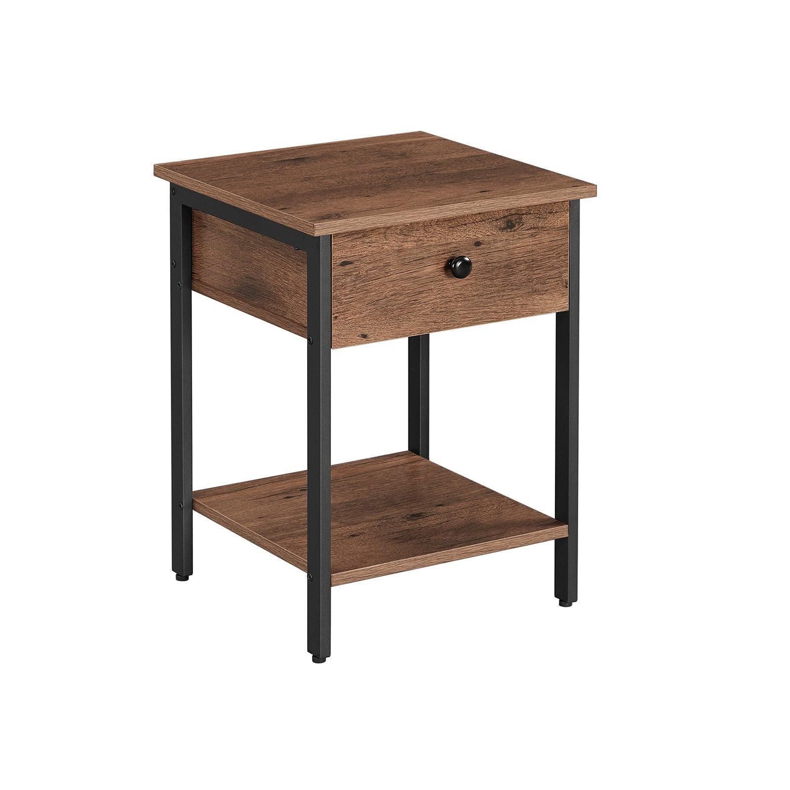 Nightstand Hazelnut Brown and Black FredCo