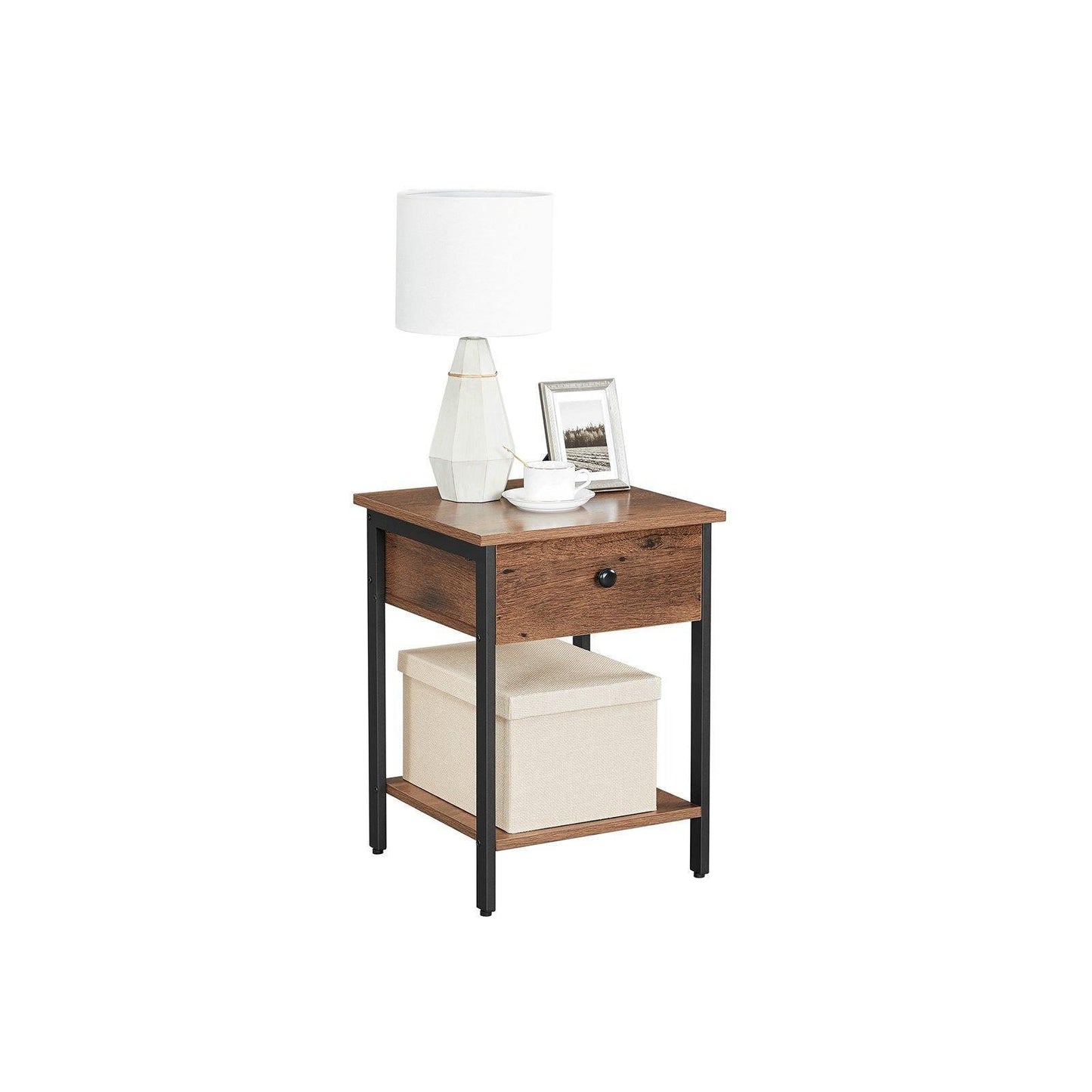 Nightstand Hazelnut Brown and Black FredCo