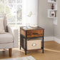 Nightstand Rustic Brown and Black FredCo