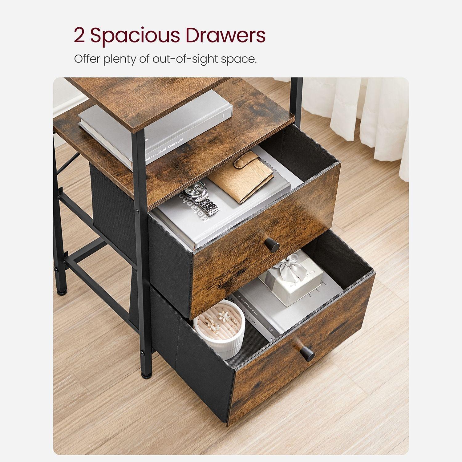 Nightstand with 2 Drawers 24" Rustic Brown FredCo