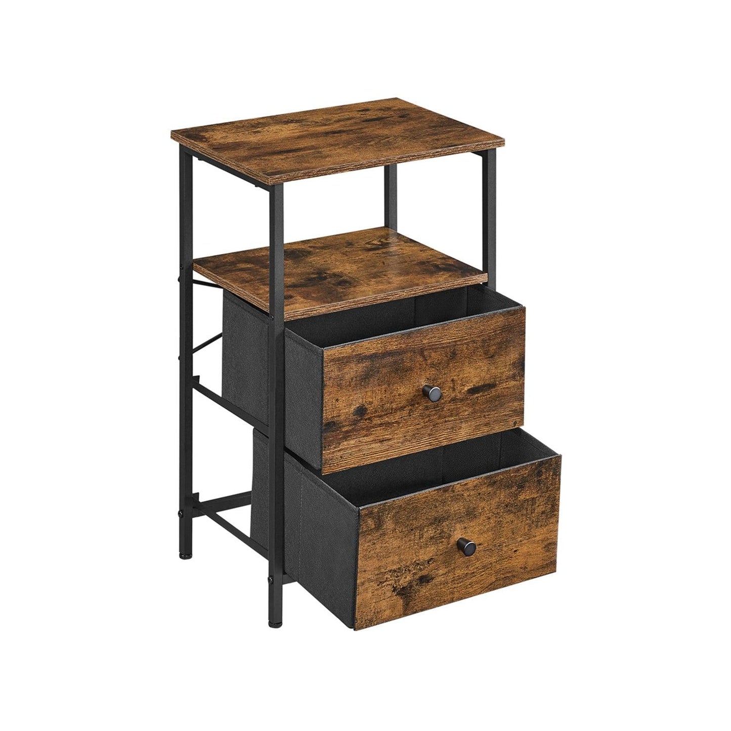 Nightstand with 2 Drawers 24" Rustic Brown FredCo