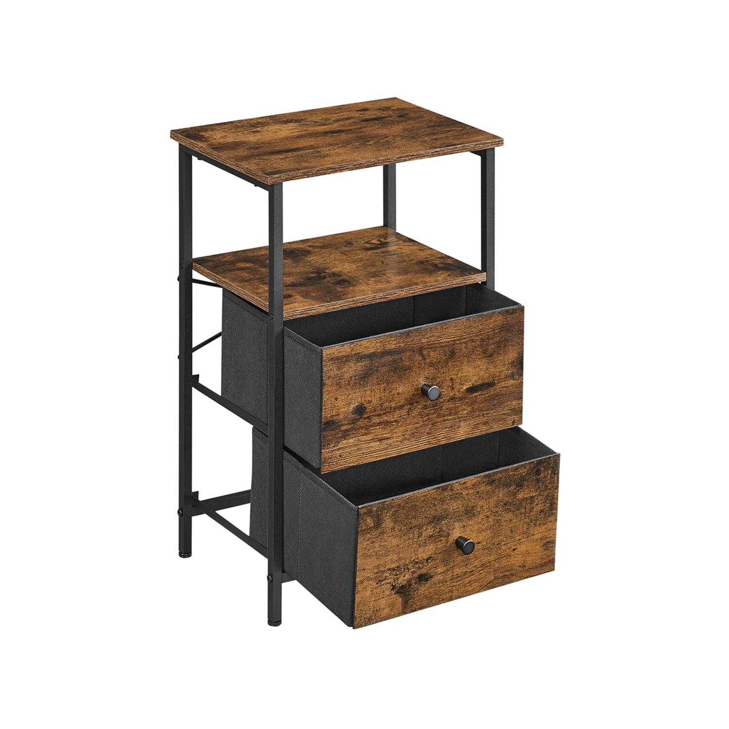 Nightstand with 2 Drawers 24" Rustic Brown FredCo
