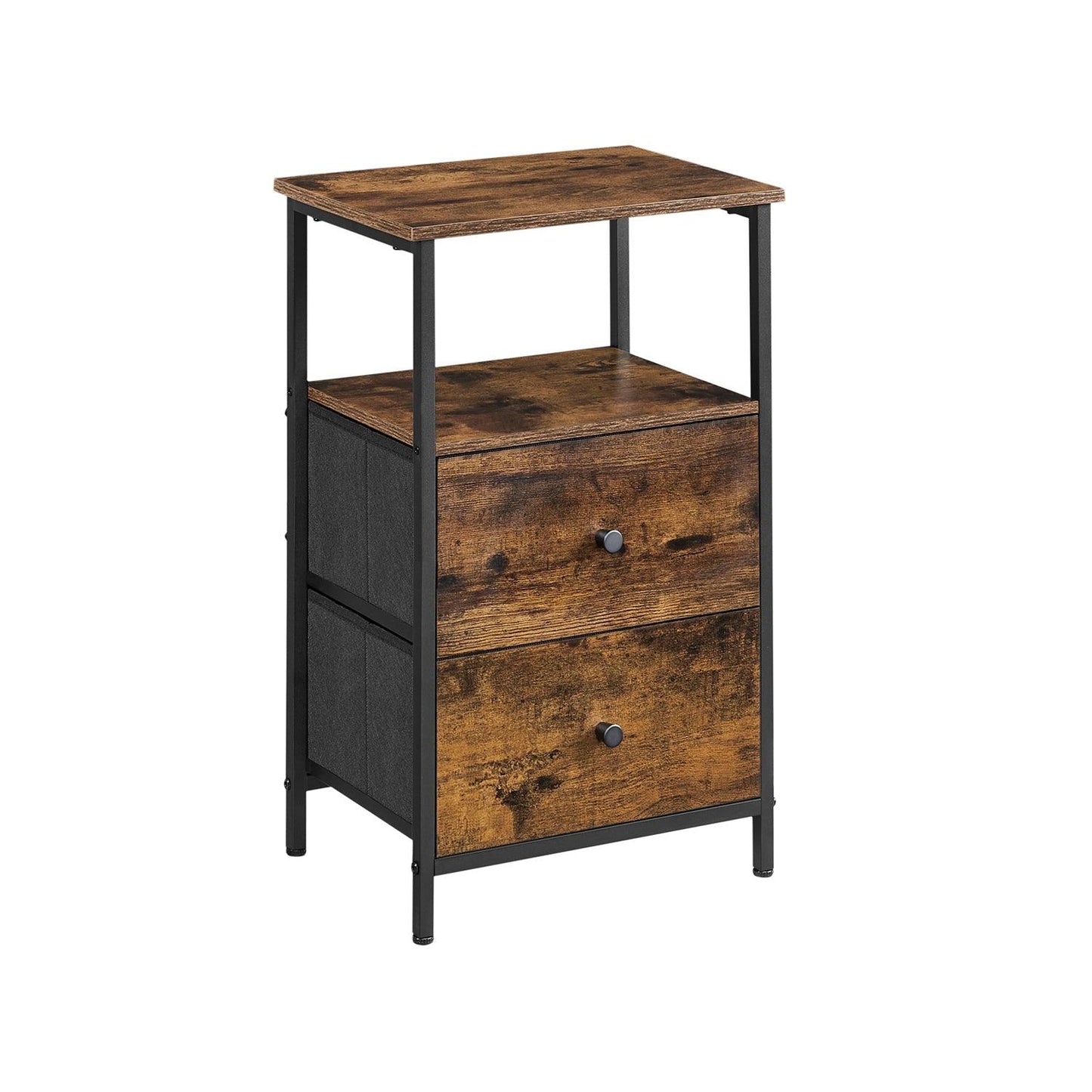 Nightstand with 2 Drawers 24" Rustic Brown FredCo