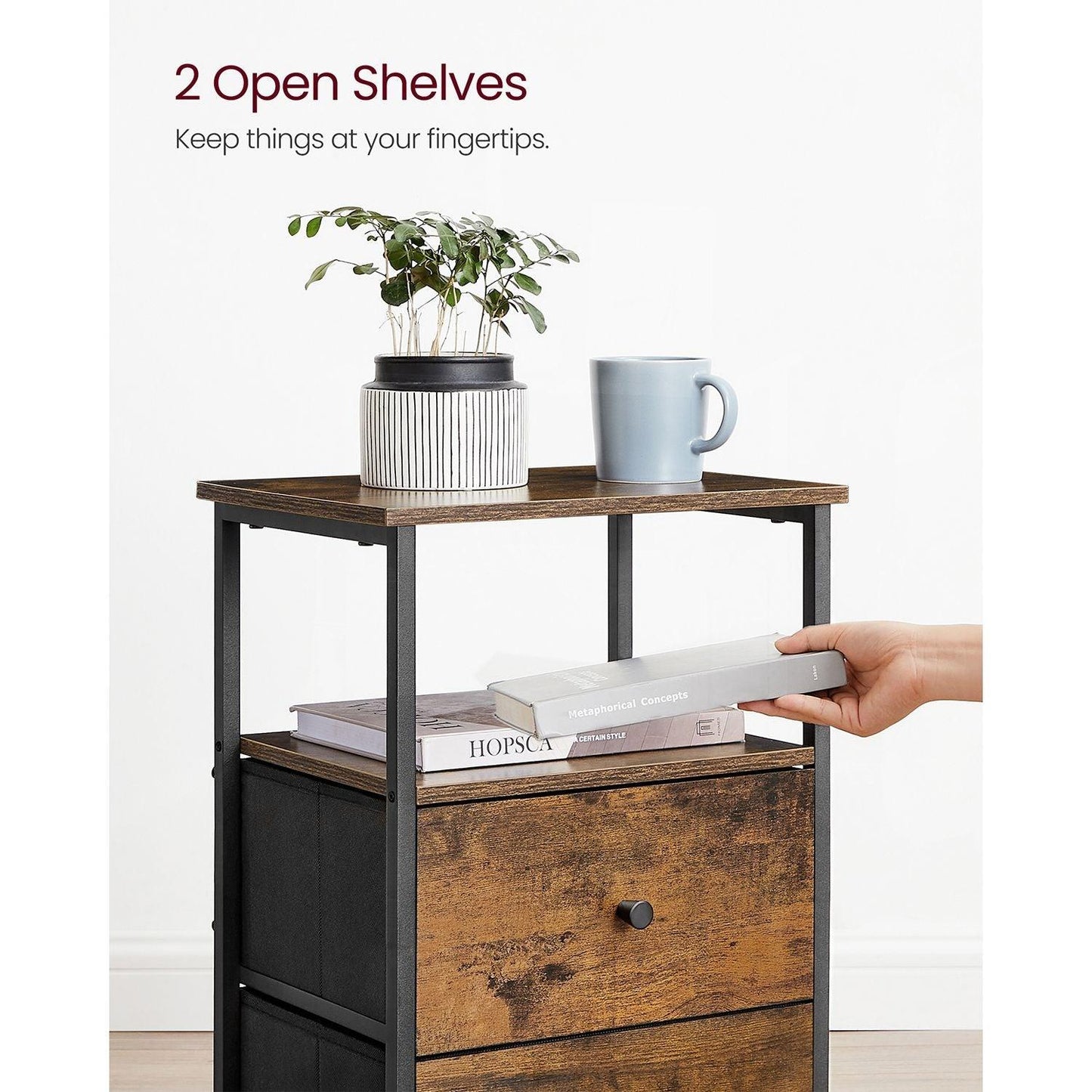 Nightstand with 2 Drawers 24" Rustic Brown FredCo