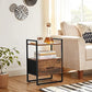 Nightstand with Fabric Drawer Brown and Black FredCo