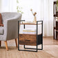 Nightstand with Fabric Drawer Brown and Black FredCo