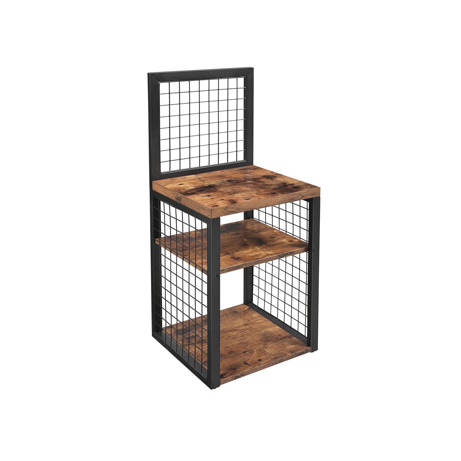 Nightstand with Grid Wall Panel Rustic Brown FredCo