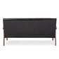 Nikko Mid-century Modern Scandinavian Style Black Faux Leather Wooden 3-Seater Sofa FredCo