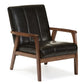 Nikko Mid-century Modern Scandinavian Style Black Faux Leather Wooden Lounge Chair FredCo