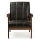 Nikko Mid-century Modern Scandinavian Style Black Faux Leather Wooden Lounge Chair FredCo