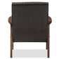 Nikko Mid-century Modern Scandinavian Style Dark Brown Faux Leather Wooden Lounge Chair FredCo