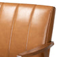 Nikko Mid-century Modern Tan Faux Leather Upholstered and Walnut Brown finished Wood 3-Piece Living Room Set FredCo
